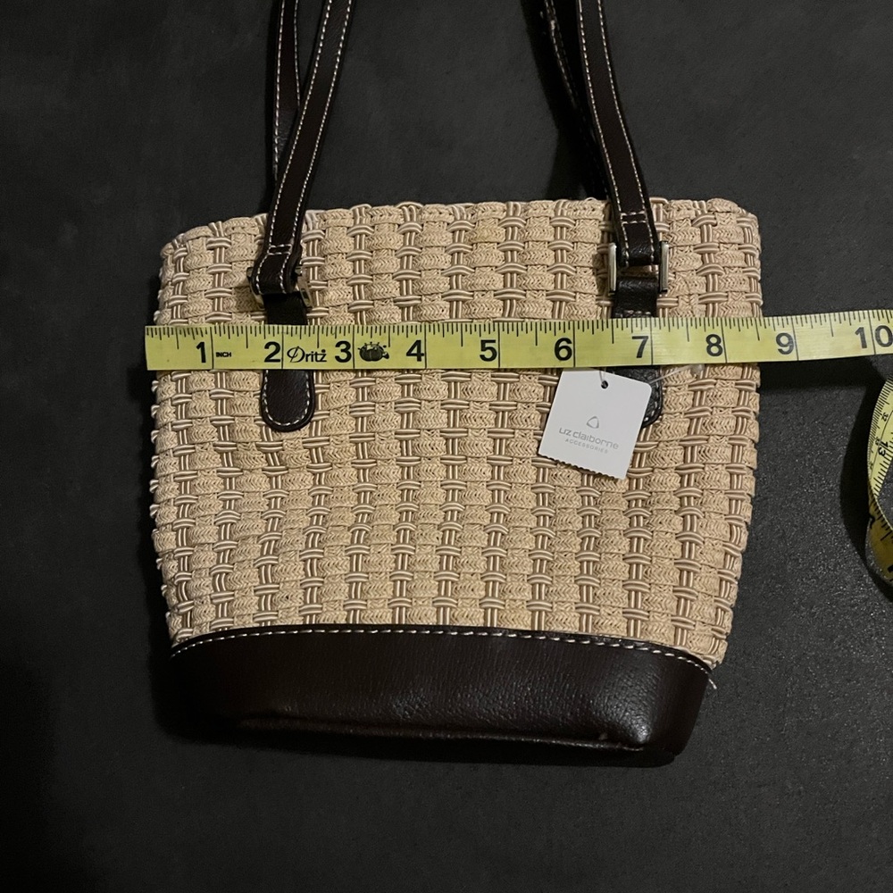 Rattan Liz Claiborne Small Basket Tan & Brown Handbag Shoulder Purse, NWOT - Picture 5 of 11